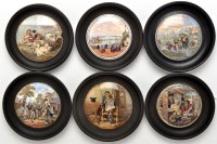 Lot 384 - Six Prattware pot lids, depicting: Royal...