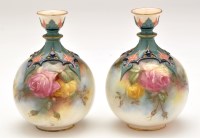 Lot 414 - Pair of Hadley's Worcester vases, of globular...