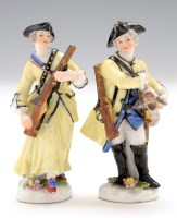 Lot 420 - Meissen miniature figure of huntsman and...