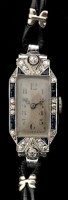 Lot 720 - An Art Deco platinum sapphire and diamond...