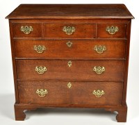 Lot 1186 - A mid 18th Century oak chest of three short...