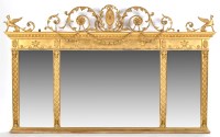 Lot 1231 - A Regency style triptych overmantel mirror,...