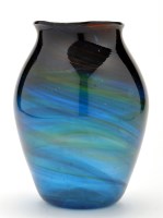 Lot 5 - Ekenäs: a Swedish bottle green vase of squat...