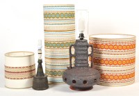 Lot 82 - Two pottery table lamps, probably 1970's West...