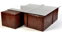 Lot 121 - A 'Quadro' coffee table with four pouffe...