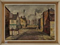 Lot 466 - Herbert Bewick Dees AN INDUSTRIAL STREET SCENE...