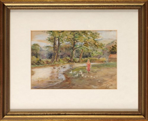 Lot 102 - Robert Jobling (1841-1923) A FARMGIRL FEEDING...