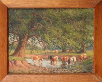 Lot 239 - Albert Caullet (Belgian 1875-1950) CATTLE...