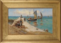 Lot 247 - John William Gilroy (1868-1944) A HARBOUR PIER...