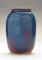 Lot 302 - A Ruskin high fired vase, the mottled blue/red...