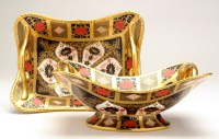 Lot 362 - Royal Crown Derby: a pair of handled compotes...