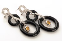 Lot 794 - A pair of Art Deco style diamond, and citrine...