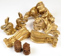 Lot 1033 - A group of gilt wood architectural elements,...