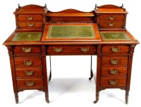Lot 1247 - A Victorian walnut pedestal desk, the raised...