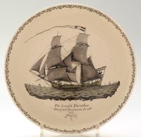 Lot 4 - Creamware coloured transfer printed 'Marine'...