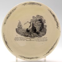 Lot 5 - Creamware transfer printed 'Marine' bowl, with...