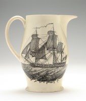 Lot 7 - Creamware transfer printed 'Marine' jug, with '...