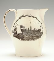 Lot 9 - Creamware transfer printed 'Marine' jug, with '...