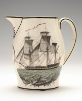 Lot 10 - Creamware coloured transfer printed 'Marine'...