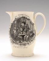 Lot 12 - Creamware transfer printed 'Marine' jug, with...