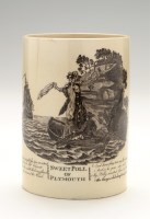 Lot 14 - Creamware transfer printed 'Marine' mug, with '...