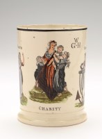 Lot 20 - Creamware coloured transfer printed 'Marine'...