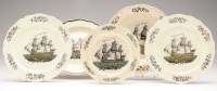 Lot 22 - Pair of creamware coloured transfer printed...