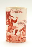 Lot 32 - Creamware red transfer printed 'Napoleonic'...