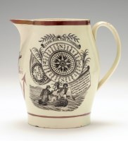 Lot 44 - Creamware lustre and transfer printed 'Marine'...