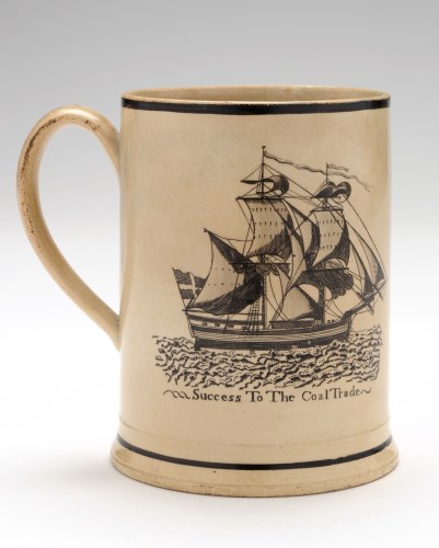 Lot 48 - Creamware transfer printed mug, with ''Success...