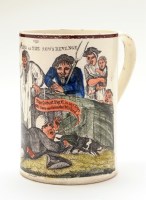 Lot 55 - Creamware coloured transfer printed 'Satirical'...