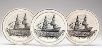 Lot 63 - Three Pearlware transfer printed 'Marine'...