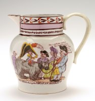 Lot 67 - Pearlware political coloured transfer printed...