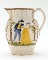 Lot 75 - Prattware 'Marine' jug, with scenes of...