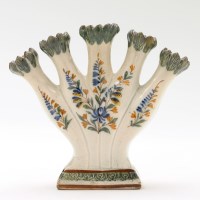 Lot 77 - Prattware multi stemmed flower vase, late...