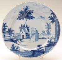 Lot 87 - Delftware blue and white dish, painted with...