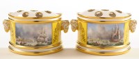 Lot 114 - Pair of Bough pots and covers, with painted...