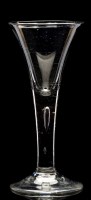 Lot 186 - Wine glass, with drawn trumpet bowl and tiered...