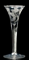 Lot 199 - 'Jacobite' wine glass, drawn trumpet bowl...