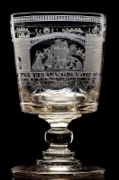 Lot 206 - Large 'Sunderland Bridge' glass goblet,...