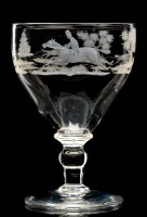 Lot 215 - 'Hunting' glass goblet, engraved with...