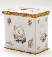 Lot 226 - English enamel tea canister painted with...