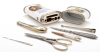 Lot 238 - English enamel etui, white ground painted with...