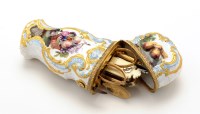 Lot 239 - English enamel etui, of double waisted form,...