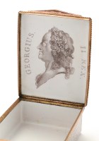 Lot 242 - English mauve printed enamel snuff box, lid...