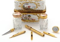 Lot 245 - English enamel writing etui, painted with...