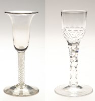 Lot 287 - Opaque twist wine glass, bell bowl, above...