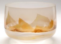 Lot 293 - Frosted glass bowl, side painted with...
