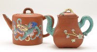 Lot 302 - Yixing teapot, of square baluster form with...