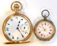 Lot 727 - A late 19th Century Swiss silver fob watch,...